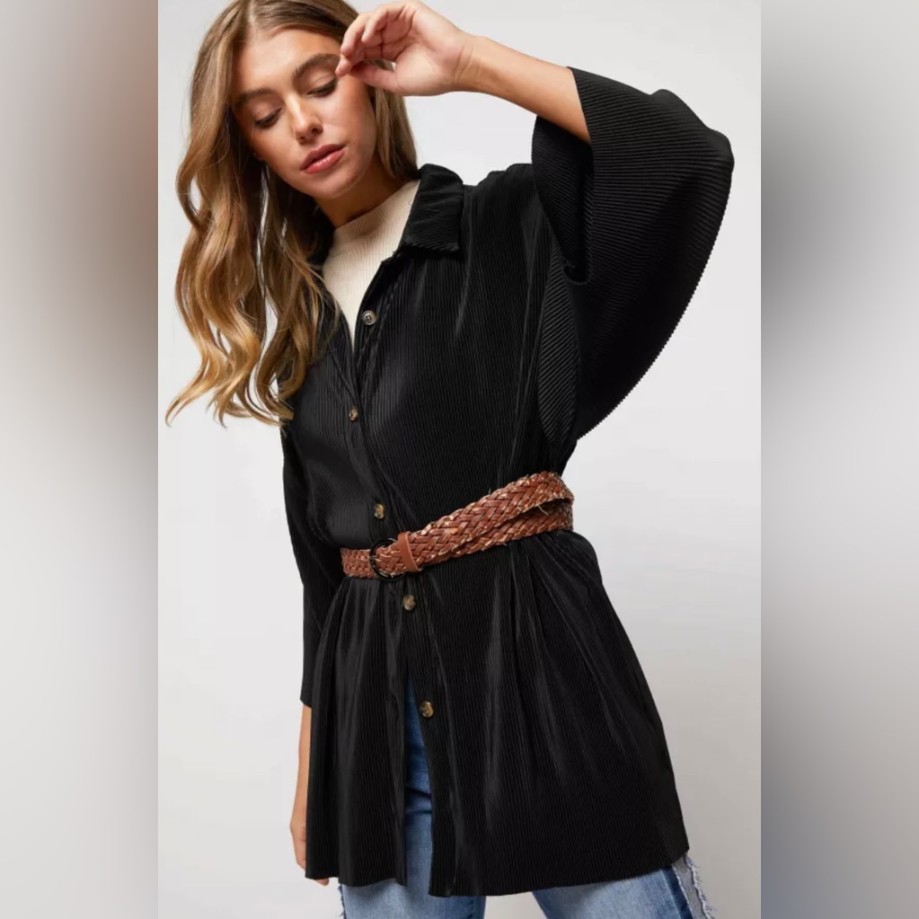 Solid Black Button Down Top